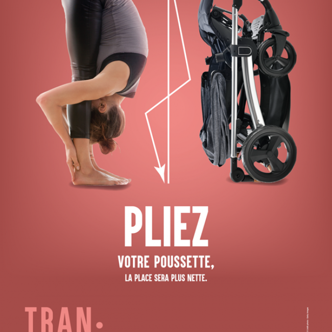 Pliez votre poussette, la place sera plus nette.